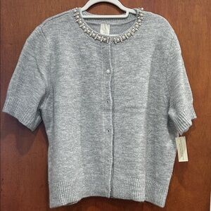 JOIE Gray Beaded Cardigan